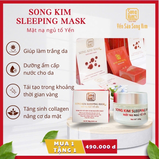 Mặt Nạ Ngủ Tổ Yến Dưỡng Ẩm Song Kim 100g